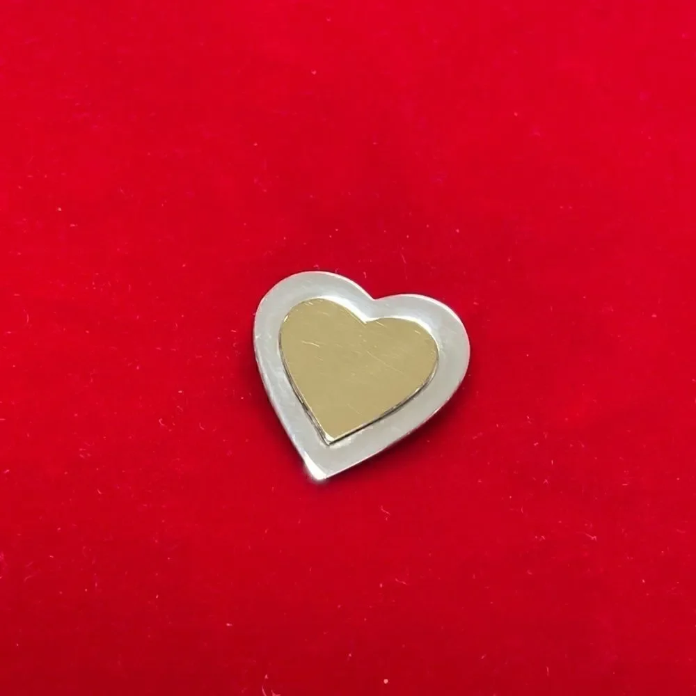Vintage signed Tiffany & Co heart pin-brooch sterling silver 925 & 18k gold
